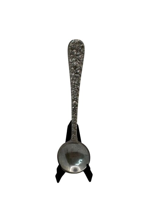 Steiff Jewelry - Steiff Repousse Rose Sterling Silver Spoon Floral Pattern Brooch 4.71g 3" Ladle